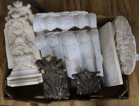 A quantity of plaster and wood corbels